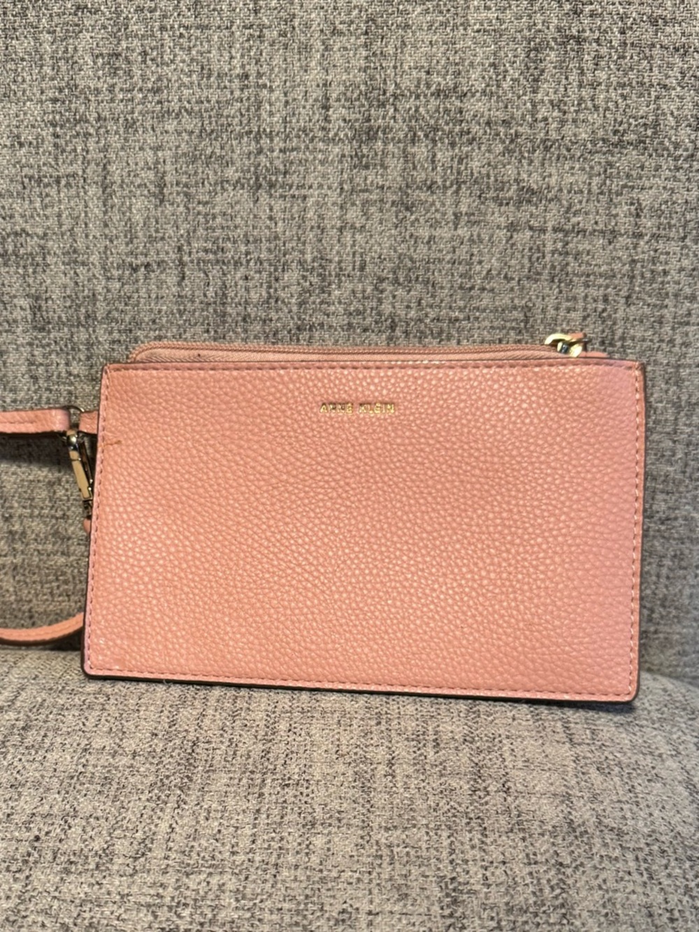 Anne Klein Pink Leather Zip Wristlet